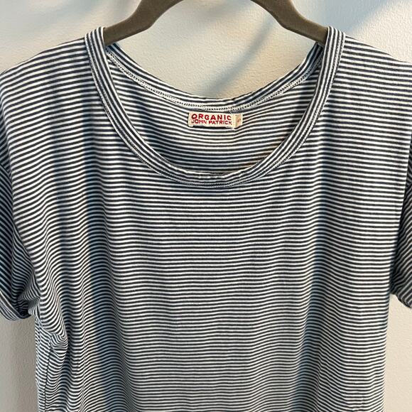 Organic John Patrick 100% Cotton Blue Striped T-Shirt Size S - Picture 2 of 7